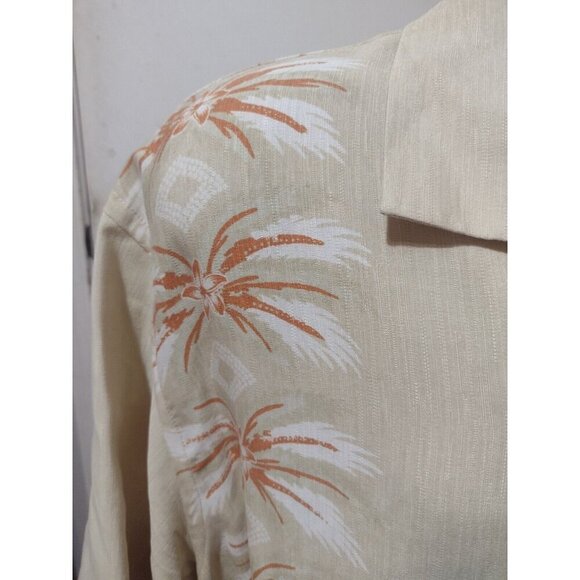 Tommy Bahama “Welcome To The Island” Embroidered Silk Camp Shirt Size XL Yellow - Picture 4 of 12